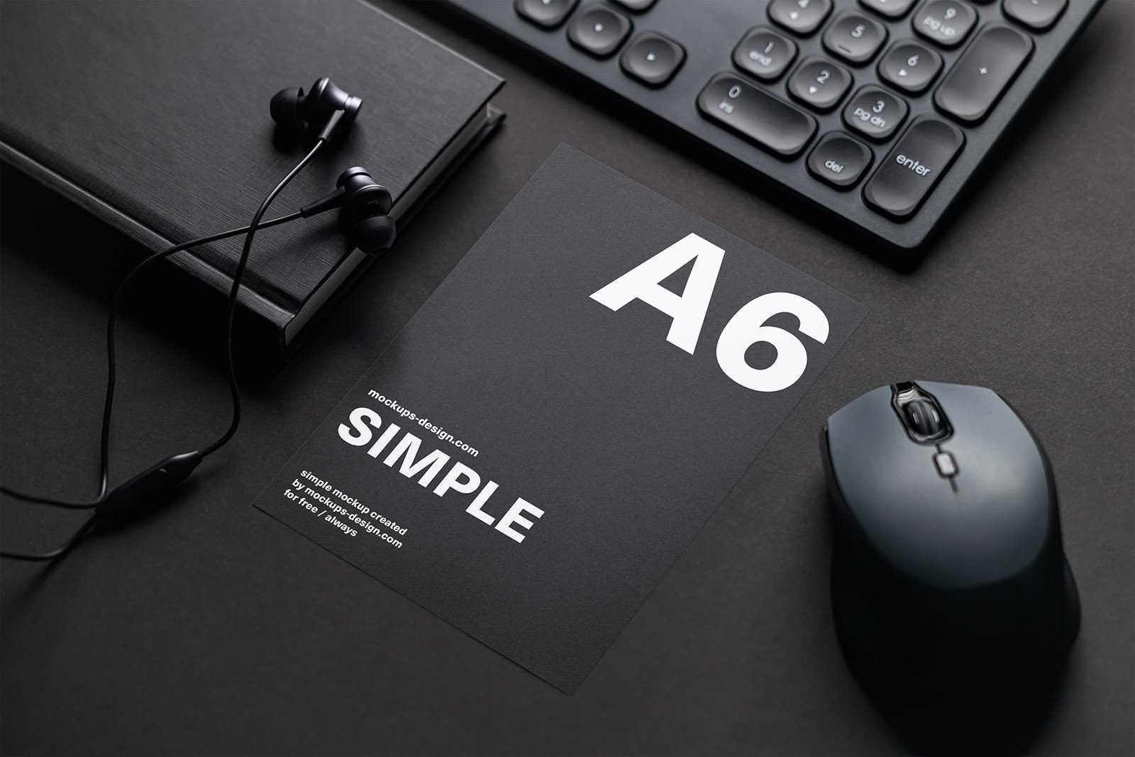 A6 flyer on the black background mockup