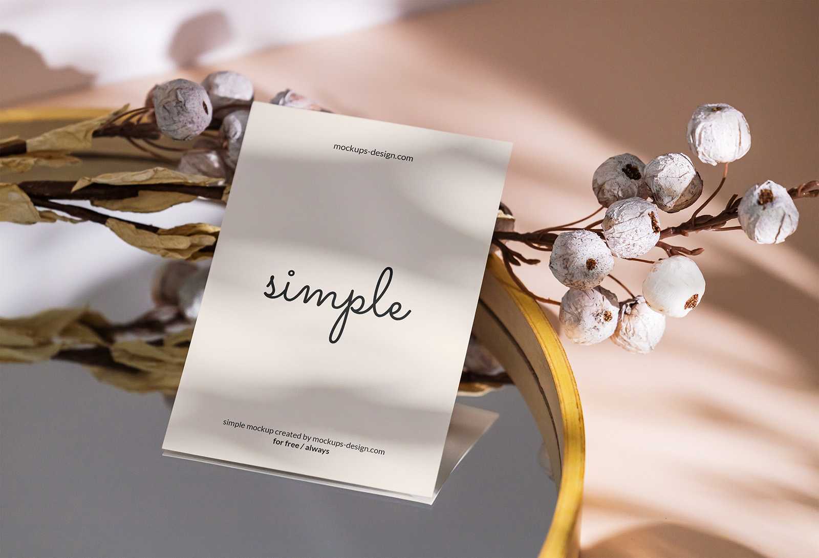 A6 flyer on the mirror mockup