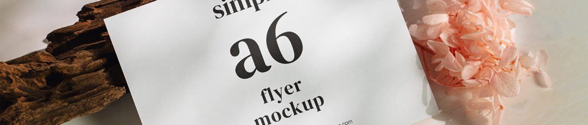 A6 flyer on white planks mockup