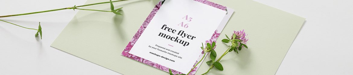A6 flyer with flowers mockup