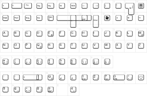 Mapa de caracteres da fonte AA Qwertz Tasten Font | 1001 Free Fonts