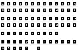 Mapa de caracteres da fonte Aberforth Tiles Font