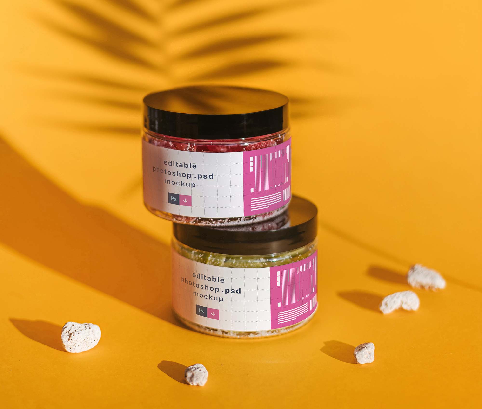 Above Each Other Cosmetic Jars Mockup (PSD)