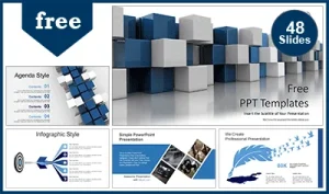 Abstract Blue Cube PowerPoint Templates