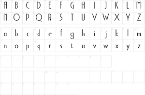 Mapa de caracteres da fonte Acello Stamp Font