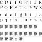 Mapa de caracteres da fonte Across Font