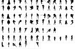 Mapa de caracteres da fonte Action Women Font