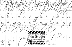 Mapa de caracteres da fonte Adora Queen Font