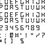 Mapa de caracteres da fonte Advanced Pixel LCD 7 Font