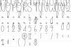 Mapa de caracteres da fonte Adventure Font
