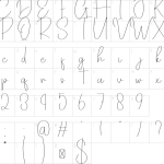 Mapa de caracteres da fonte Adventure Font