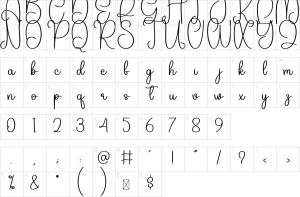 Mapa de caracteres da fonte Adventure Font