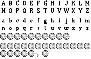 Mapa de caracteres da fonte Adventure Land Font