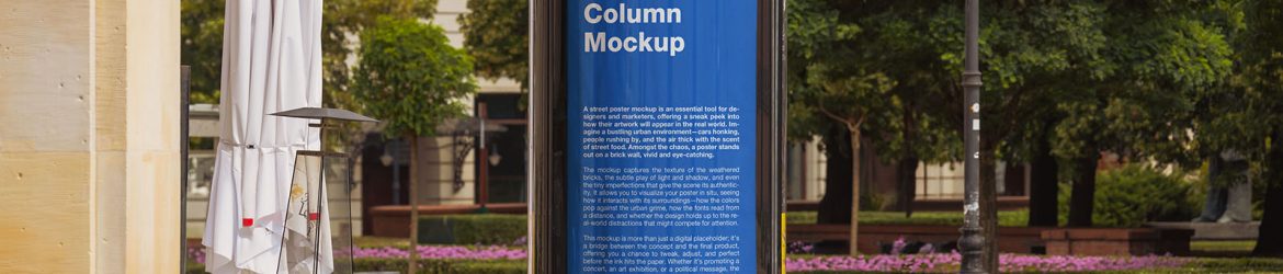 Advertising column in the street mockup