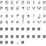 Mapa de caracteres da fonte Aesthetic Curves Font