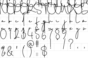 Mapa de caracteres da fonte Aesthetic Font