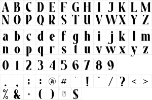 Mapa de caracteres da fonte Aesthico Font
