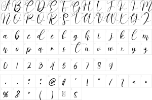 Mapa de caracteres da fonte Affectionate Font