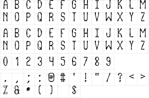 Mapa de caracteres da fonte Afrika Safari Rebuild Font