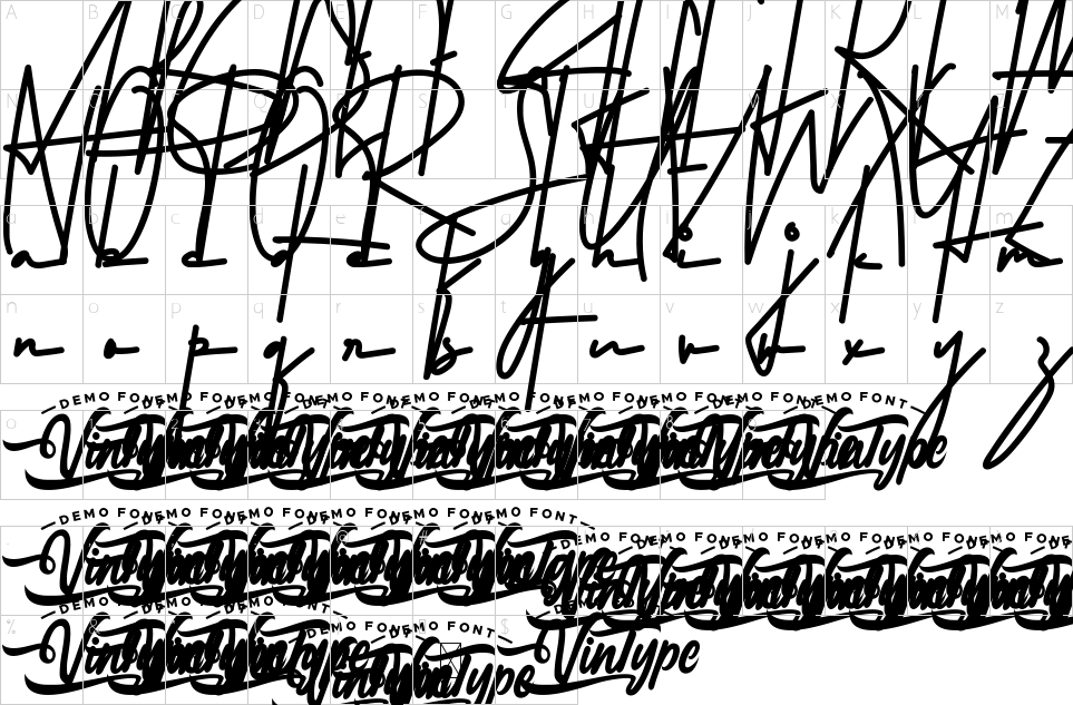 Mapa de caracteres da fonte After Breakup Font