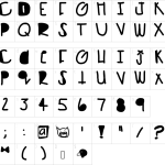 Mapa de caracteres da fonte After Party Font