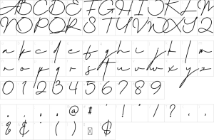 Mapa de caracteres da fonte Agatha Font