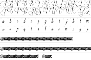 Mapa de caracteres da fonte Ainsley Blossom Font