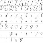 Mapa de caracteres da fonte Ainsley Signature Font