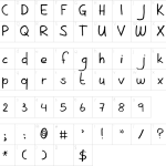 Mapa de caracteres da fonte Aint Nothing Fancy Font