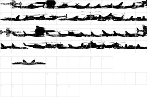 Mapa de caracteres da fonte Air Force Font