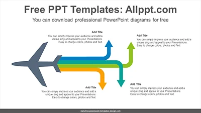 Airplane bend arrows PowerPoint Diagram Template