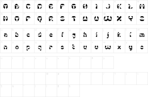 Mapa de caracteres da fonte Alacus Blur Font