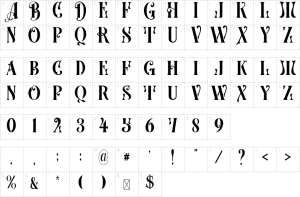 Mapa de caracteres da fonte Albrega Changes Font