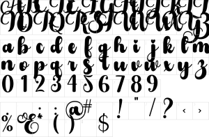 Mapa de caracteres da fonte Alistia Font