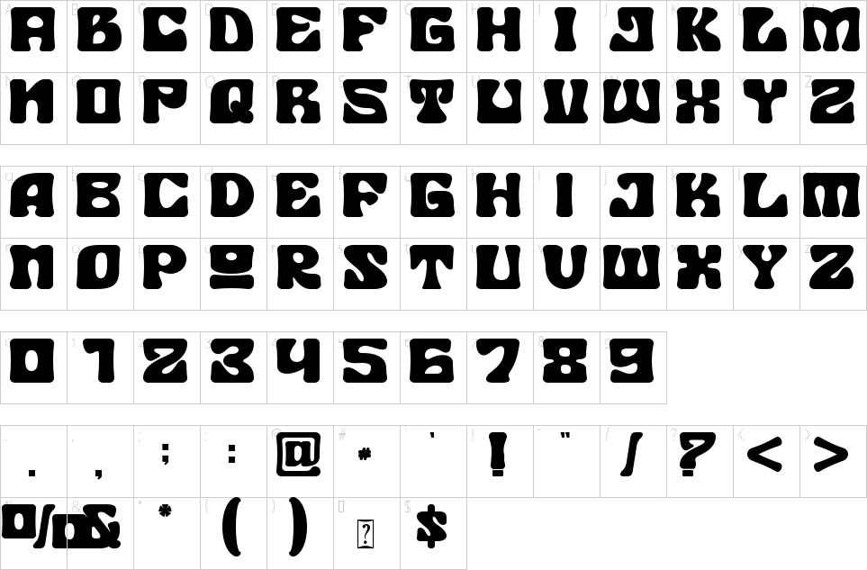 Mapa de caracteres da fonte Allrion Font