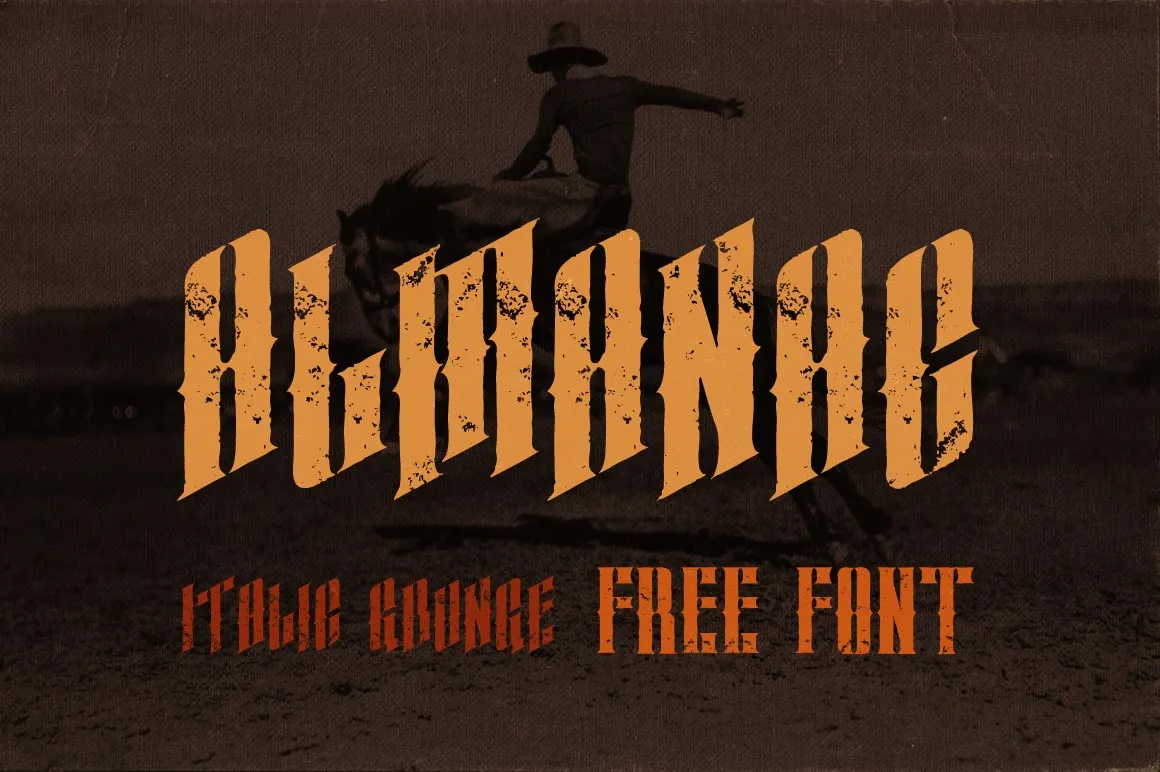 Almanac Italic Grunge Font