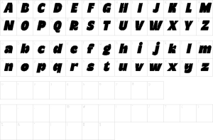 Mapa de caracteres da fonte Almie Pixel Font