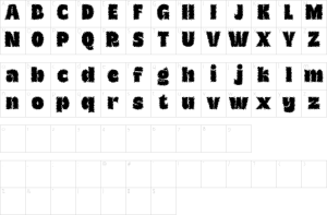 Mapa de caracteres da fonte Almie Unfocus Font