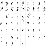Mapa de caracteres da fonte Almond Whisp Font
