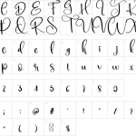 Mapa de caracteres da fonte Alone Font