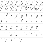 Mapa de caracteres da fonte Alpha Brights Font