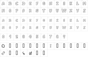 Mapa de caracteres da fonte Alpha Smoke Font