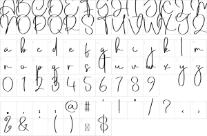 Mapa de caracteres da fonte Alphabet Font