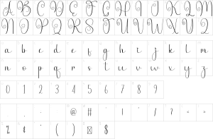 Mapa de caracteres da fonte Alphabet Font
