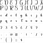 Mapa de caracteres da fonte Alphabet Font