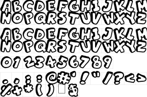 Mapa de caracteres da fonte Alphabet Souplings Font