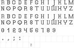 Mapa de caracteres da fonte Alphin Meritous Font