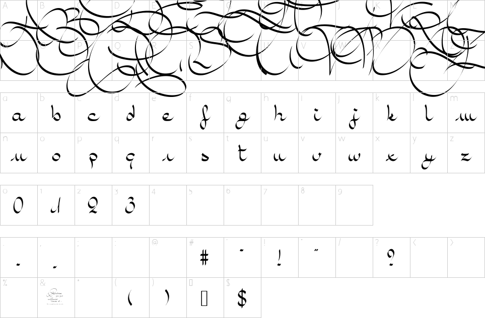 Mapa de caracteres da fonte Amal Font
