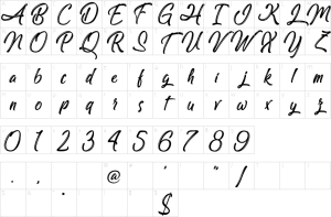 Mapa de caracteres da fonte Amazing Kids Font