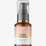 Amber airless pump bottle mockup